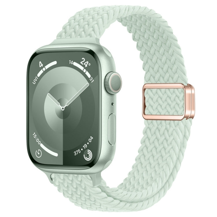 For Apple Watch Series 4 44mm Slim Magnetic Buckle Nylon Braided Watch Band(Light Mint)