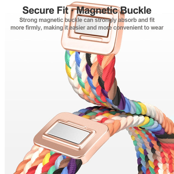 For Apple Watch SE 2022 40mm Slim Magnetic Buckle Nylon Braided Watch Band(Starlight)