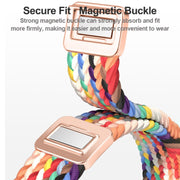 For Apple Watch SE 40mm Slim Magnetic Buckle Nylon Braided Watch Band(Z Pattern White Rainbow)