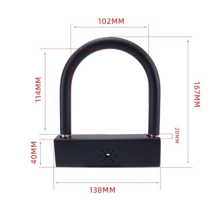 Car U-shaped Anti-theft Alarm Lock(Black)