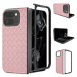 For Google Pixel 9 Pro Fold Black Frame Woven Texture PU Phone Case(Pink) - Google Cases by PMC TechLife | Online Shopping South Africa | PMC TechLife | Buy Now Pay Later Mobicred
