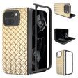 For Google Pixel 9 Pro Fold Black Frame Woven Texture PU Phone Case(Gold) - Google Cases by PMC TechLife | Online Shopping South Africa | PMC TechLife | Buy Now Pay Later Mobicred