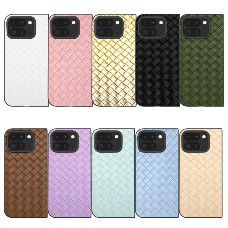 For Google Pixel 9 Pro Fold Black Frame Woven Texture PU Phone Case(Black)
