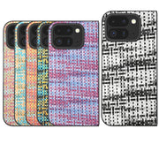For Google Pixel 9 Pro Fold Black Frame Color Lattice Texture PU Phone Case(Blue)