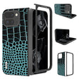 For Google Pixel 9 Pro Fold ABEEL Genuine Leather Crocodile Pattern Black Edge Phone Case(Blue) - free shipping - PMC TechLife - Order now!