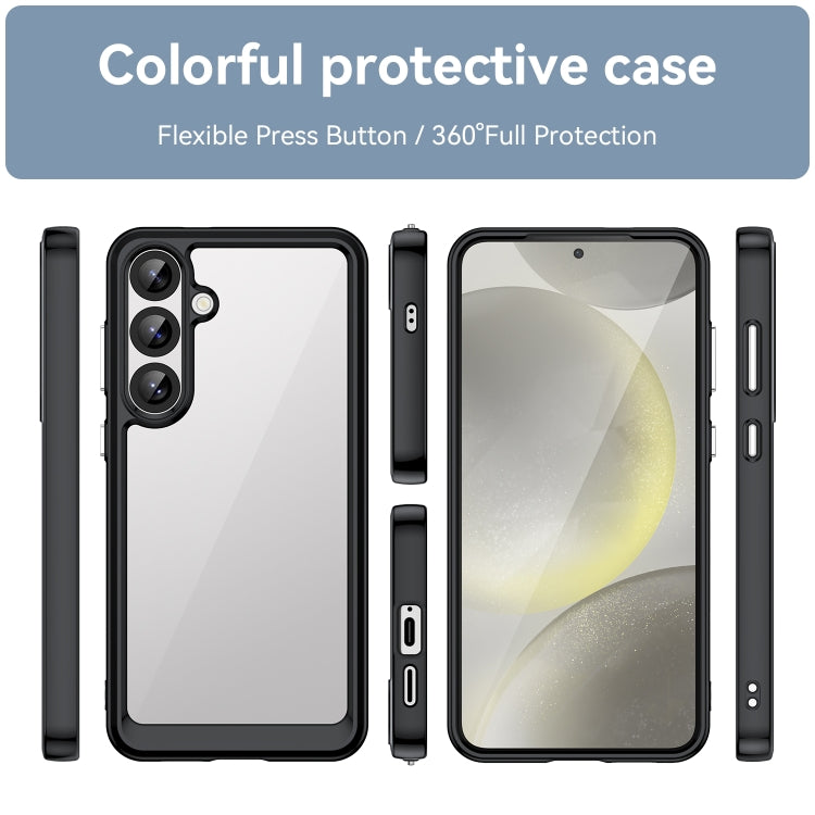 For Samsung Galaxy S25+ 5G Colorful Series Acrylic Hybrid TPU Phone Case(Black)