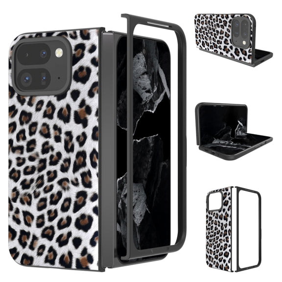 For Google Pixel 9 Pro Fold Black Frame Leopard Full Coverage Phone Case(Silver Leopard)
