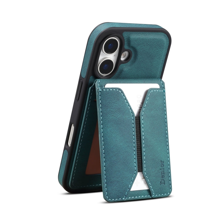For iPhone 16 Denior D17 Skin Feel MagSafe Detachable Card Slot Phone Case(Blue)