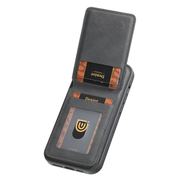 For iPhone 16 Pro Denior D17 Skin Feel MagSafe Detachable Card Slot Phone Case(Black)