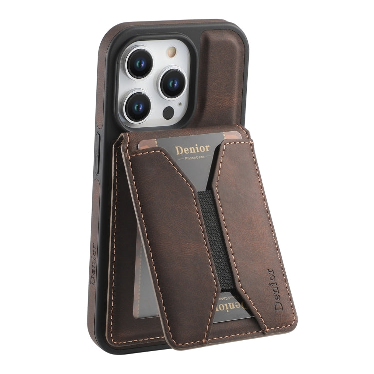 For iPhone 16 Pro Max Denior D17 Skin Feel MagSafe Detachable Card Slot Phone Case(Brown)