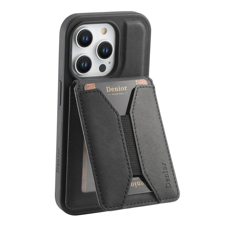 For iPhone 16 Pro Max Denior D17 Skin Feel MagSafe Detachable Card Slot Phone Case(Black)