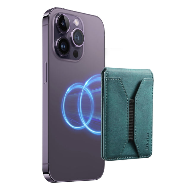 Denior V11 VV MagSafe Magnetic Phone PU Card Sleeve(Blue)