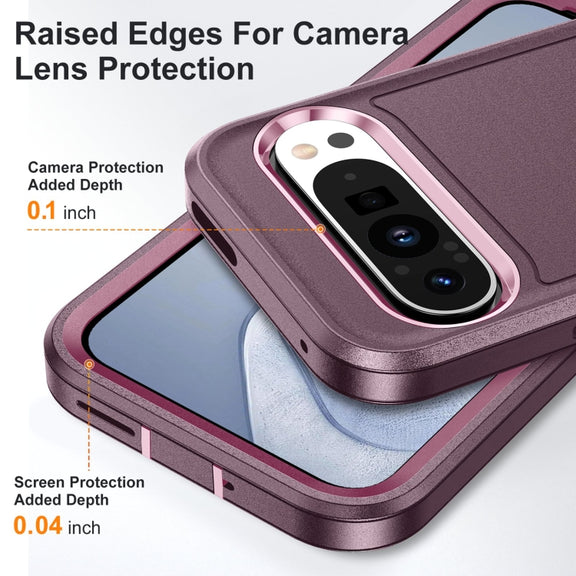 For Google Pixel 9 Pro Life Water-resistant Rugged PC + Silicone Phone Case(Purple + Pink)