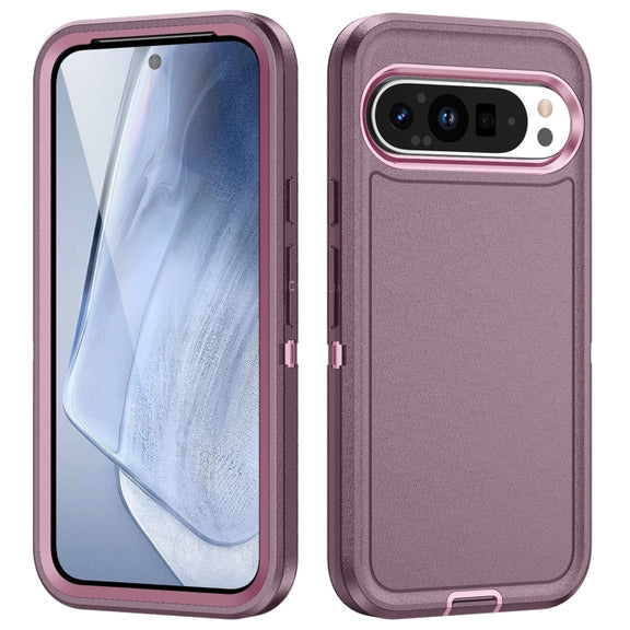 For Google Pixel 9 Pro Life Water-resistant Rugged PC + Silicone Phone Case(Purple + Pink)