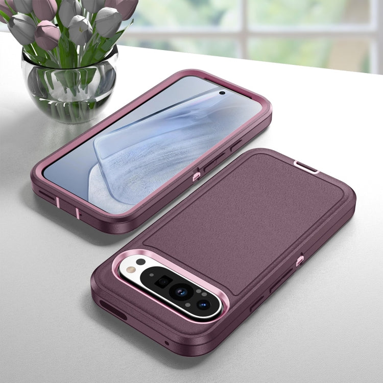 For Google Pixel 9 Pro Life Water-resistant Rugged PC + Silicone Phone Case(Purple + Pink)