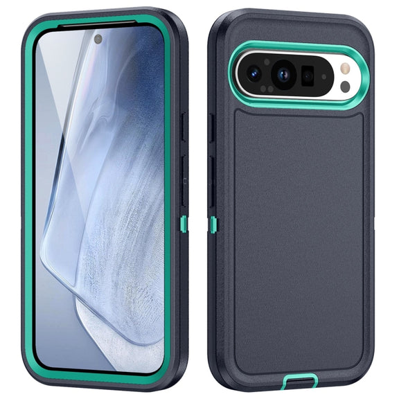 For Google Pixel 9 Life Water-resistant Rugged PC + Silicone Phone Case(Dark Blue + Light Blue)