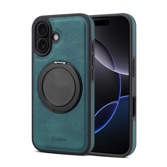 For iPhone 16 Denior A14 Skin Feel Rotating Holder MagSafe Phone Case(Blue)