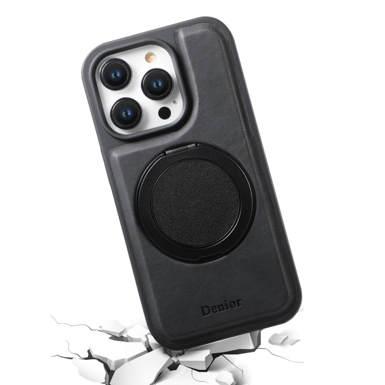 For iPhone 16 Denior A14 Skin Feel Rotating Holder MagSafe Phone Case(Black)