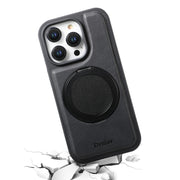 For iPhone 16 Denior A14 Skin Feel Rotating Holder MagSafe Phone Case(Black)