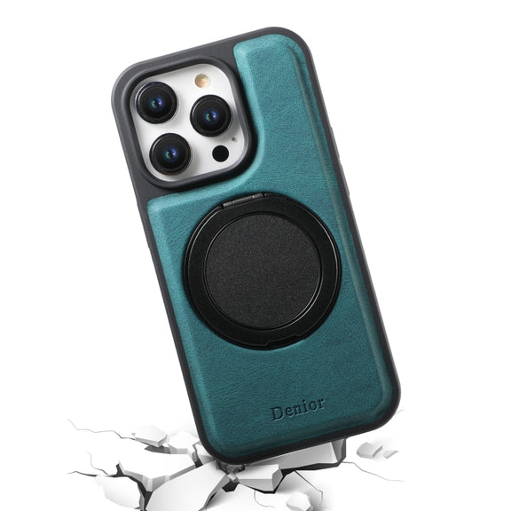 For iPhone 16 Plus Denior A14 Skin Feel Rotating Holder MagSafe Phone Case(Blue)