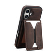 For iPhone 16 Plus Denior D18 Skin Feel Rotating Holder MagSafe Detachable Card Slot Phone Case(Brown) - free shipping - PMC TechLife - Order now!