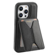 For iPhone 16 Pro Max Denior D18 Skin Feel Rotating Holder MagSafe Detachable Card Slot Phone Case(Black) - iPhone 16 Pro Max Cases by Denior | Online Shopping South Africa | PMC TechLife | Buy Now Pay Later Mobicred