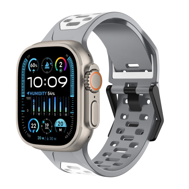 For Apple Watch Ultra 2 49mm Meteorite Two-color Silicone Watch Band(Grey White)
