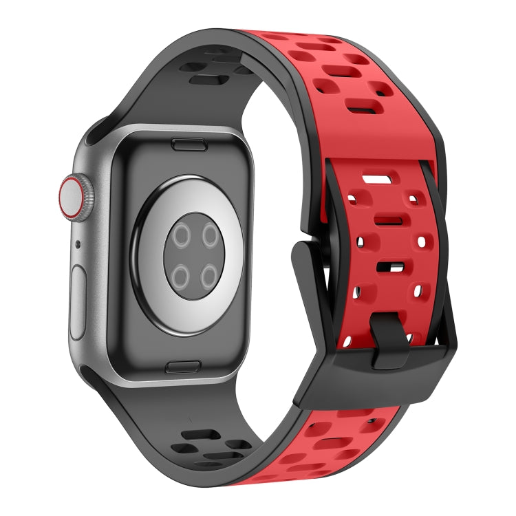 For Apple Watch SE 2022 44mm Meteorite Two-color Silicone Watch Band(Black Red)