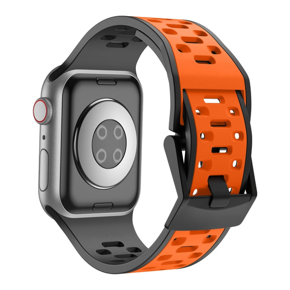 For Apple Watch Series 5 44mm Meteorite Two-color Silicone Watch Band(Black Orange)