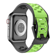 For Apple Watch Series 3 42mm Meteorite Two-color Silicone Watch Band(Black Green)