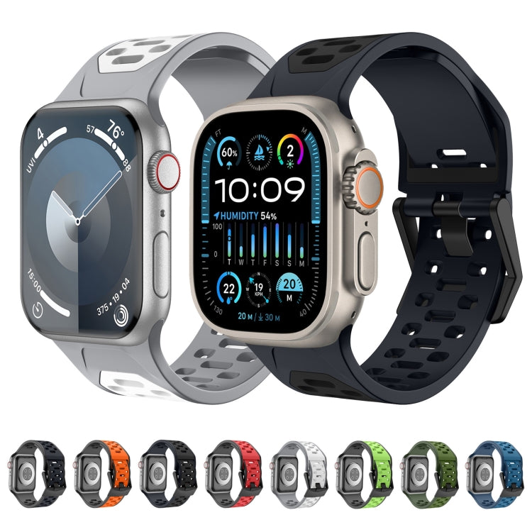 For Apple Watch Series 3 42mm Meteorite Two-color Silicone Watch Band(Grey White)
