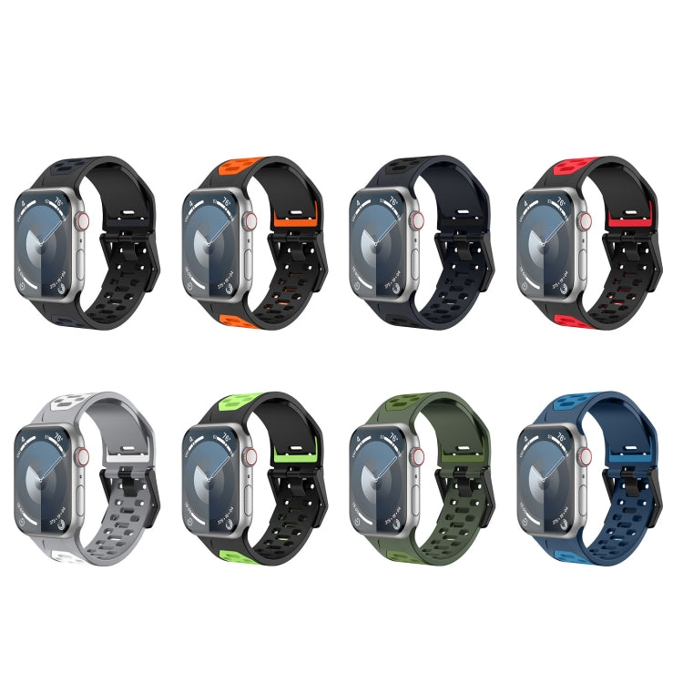For Apple Watch Ultra 2 49mm Meteorite Two-color Silicone Watch Band(Grey Black)