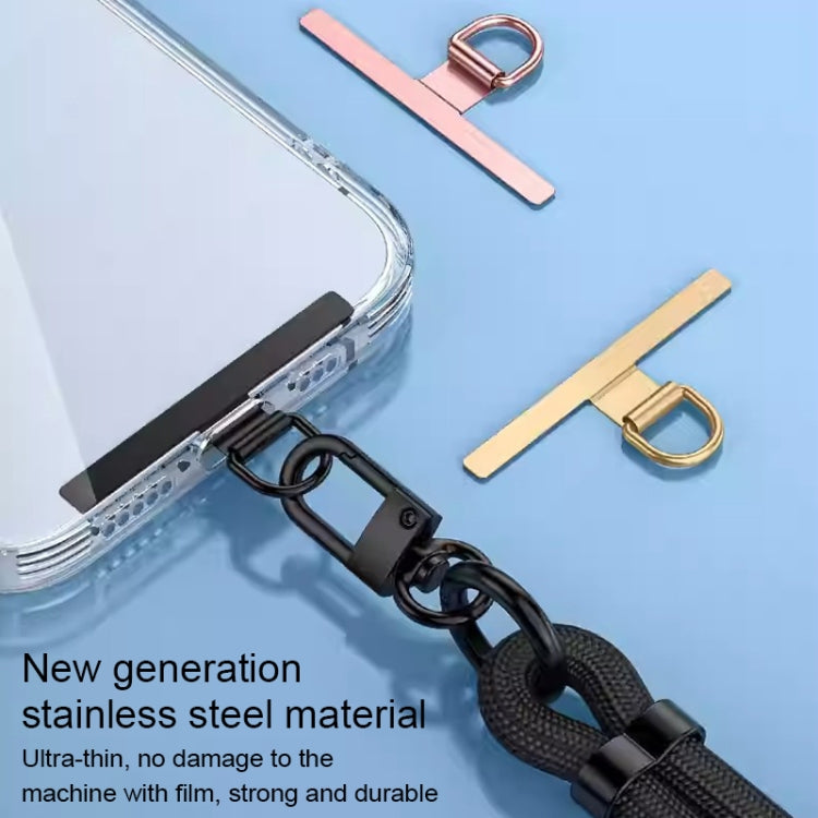 T-shape Metal Mobile Phone Lanyard Fixing Gasket(Rose Gold)