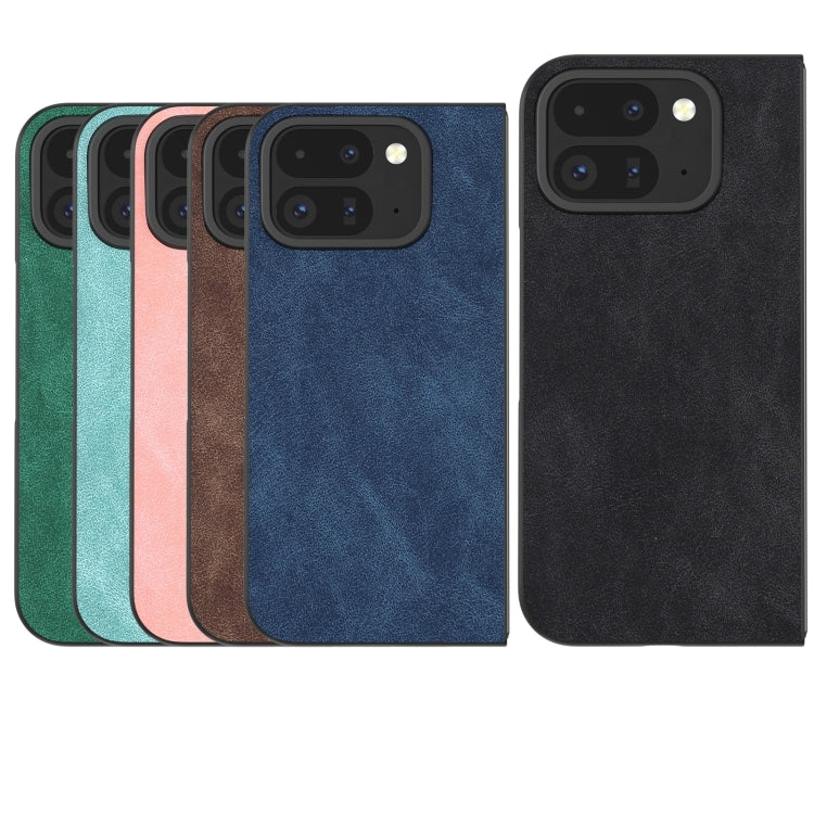 For Google Pixel 9 Pro Fold Black Frame PU Leather Full Coverage Phone Case(Green)