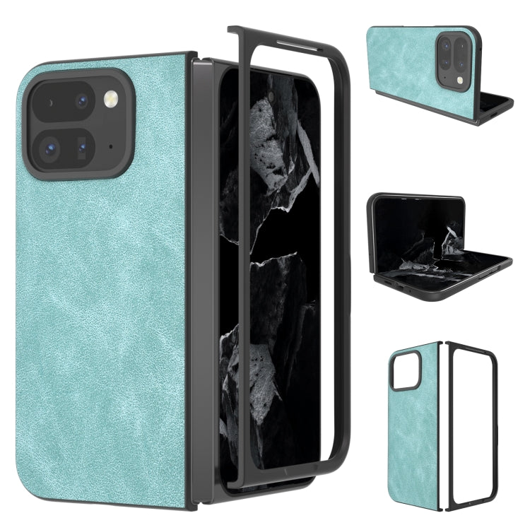 For Google Pixel 9 Pro Fold Black Frame PU Leather Full Coverage Phone Case(Light Blue)