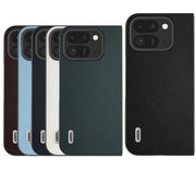 For Google Pixel 9 Pro Fold ABEEL Genuine Leather Elegant Black Edge Phone Case(White)