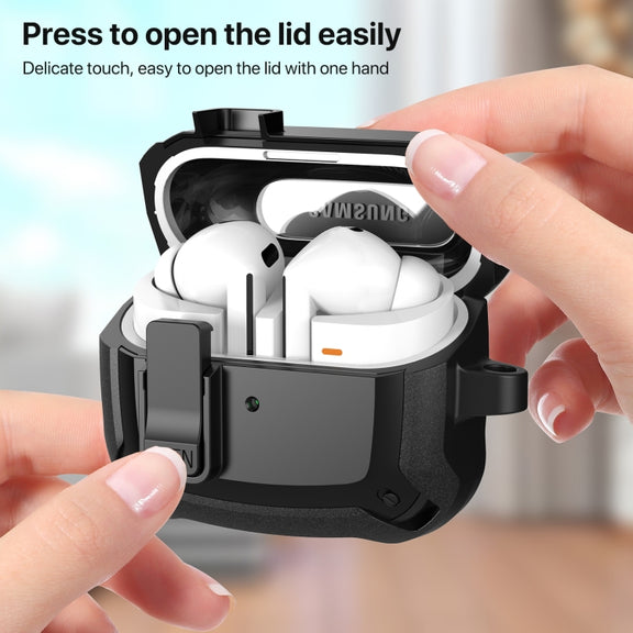 For Samsung Galaxy Buds 3 / 3 Pro Bumblebee Earphone Protective Case with Switch & Hook(Black Yellow)