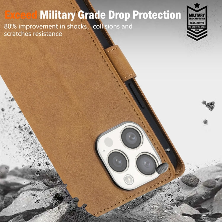 For iPhone 16 Pro Max N.BEKUS CSJ-P1 Solid Color Leather Phone Case(Brown)
