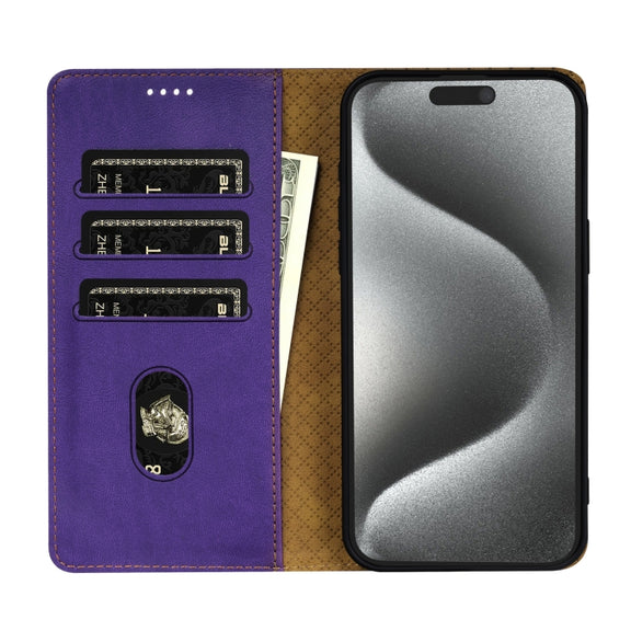 For iPhone 16 Pro Max N.BEKUS CSJ-P1 Solid Color Leather Phone Case(Purple)