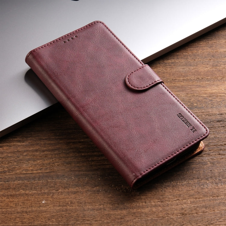 For iPhone 16 Pro N.BEKUS CSJ-P1 Solid Color Leather Phone Case(Wine Red)