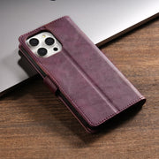 For iPhone 16 Pro N.BEKUS CSJ-P1 Solid Color Leather Phone Case(Wine Red)