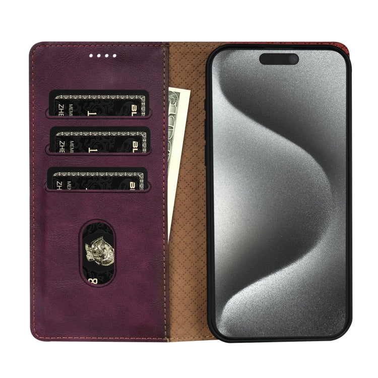 For iPhone 16 Pro N.BEKUS CSJ-P1 Solid Color Leather Phone Case(Wine Red)