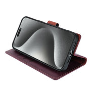 For iPhone 16 Pro N.BEKUS CSJ-P1 Solid Color Leather Phone Case(Wine Red)