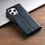 For iPhone 16 Pro N.BEKUS CSJ-P1 Solid Color Leather Phone Case(Blue)