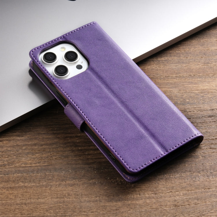For iPhone 16 Pro N.BEKUS CSJ-P1 Solid Color Leather Phone Case(Purple)