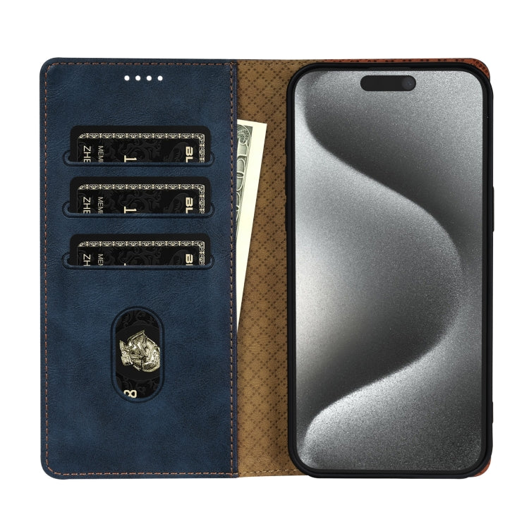 For iPhone 15 Pro Max N.BEKUS CSJ-P1 Solid Color Leather Phone Case(Blue)