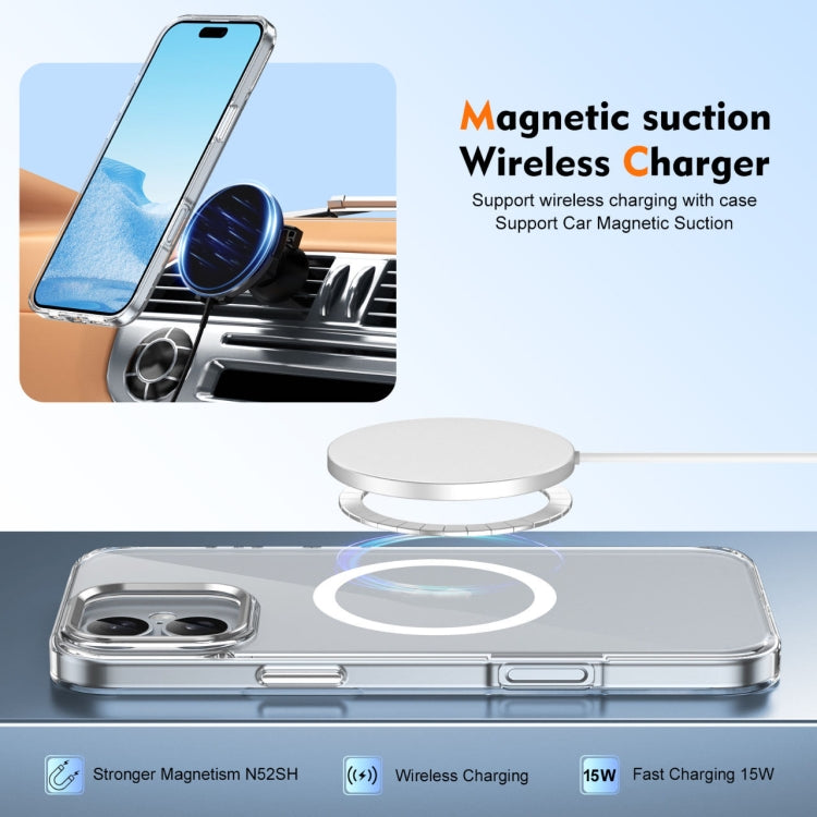 For iPhone 16 Plus Ice Feel HD Transparent MagSafe PC Full Coverage Phone Case(White)
