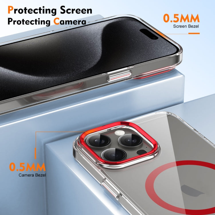 For iPhone 16 Pro Ice Feel HD Transparent MagSafe PC Full Coverage Phone Case(Red)
