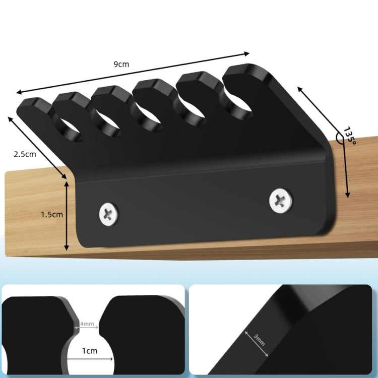 2pcs / Pack Acrylic Data Cable Storage Rack Charging Cable Storage Hook(Black)