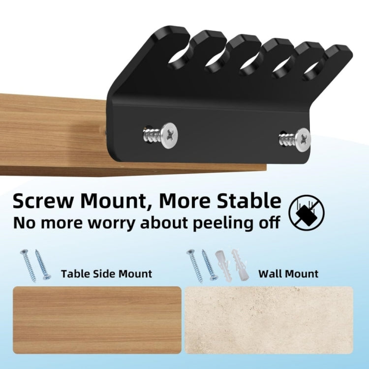 2pcs / Pack Acrylic Data Cable Storage Rack Charging Cable Storage Hook(Black)